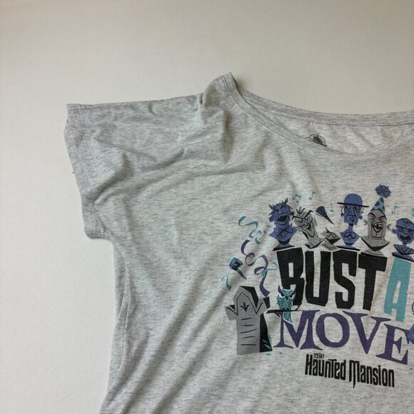 Disney Haunted Mansion Shirt Womens Medium Gray Bust A Move Graphic Tee Party - Picture 5 of 10